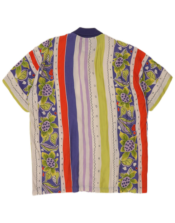 Pulôver vintage masculino com padrão abstrato camisa grande retrô multicolorido