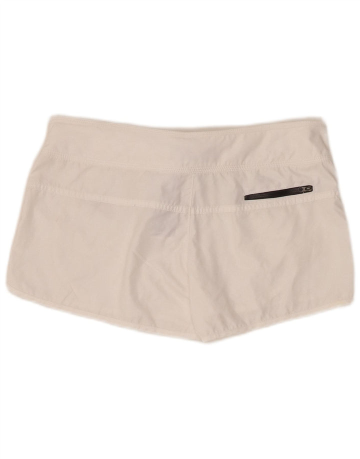 Shorts esportivos femininos Nike UK 10 pequeno poliéster branco