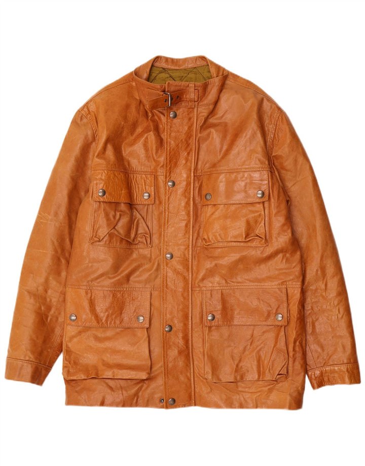 Jaqueta de couro masculina vintage UK 42 XL couro marrom