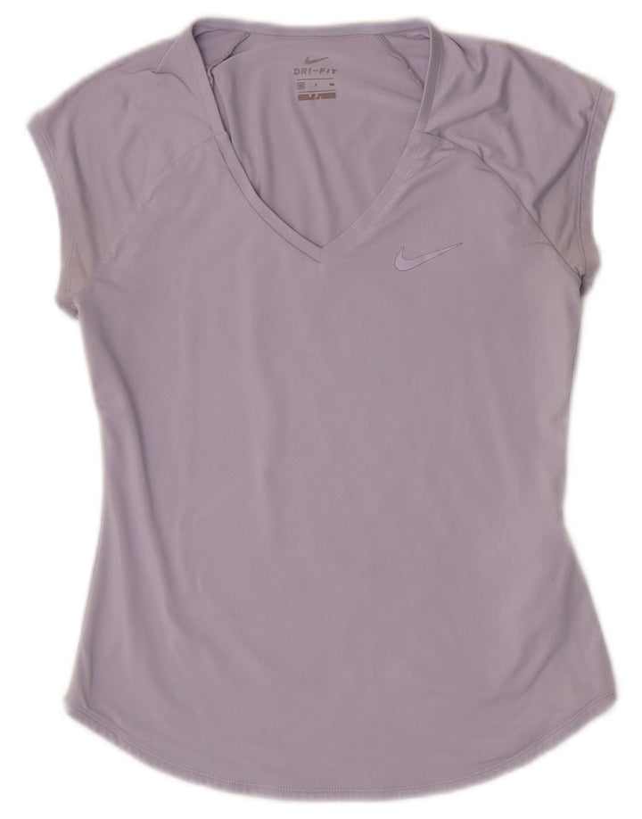 Camiseta feminina Nike Dri Fit Top UK 10 pequena roxa poliéster
