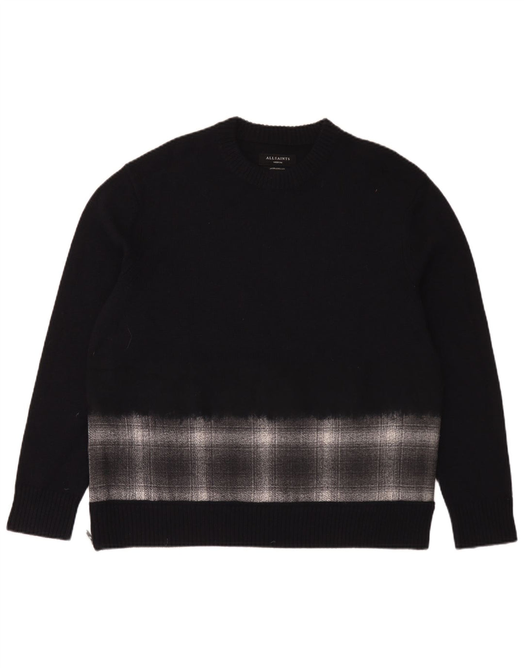 Suéter masculino All Saints com gola redonda grande e xadrez médio azul marinho