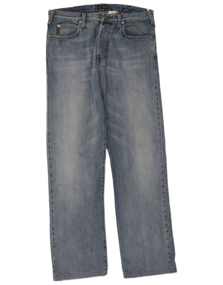 Calça jeans reta masculina Armani W34 L31 algodão azul