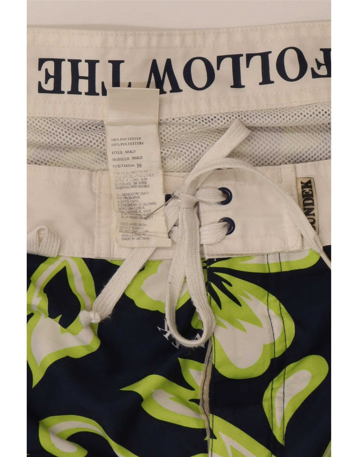 Sundek Mens Graphic Natação Shorts Médio Azul Marinho Floral Poliéster