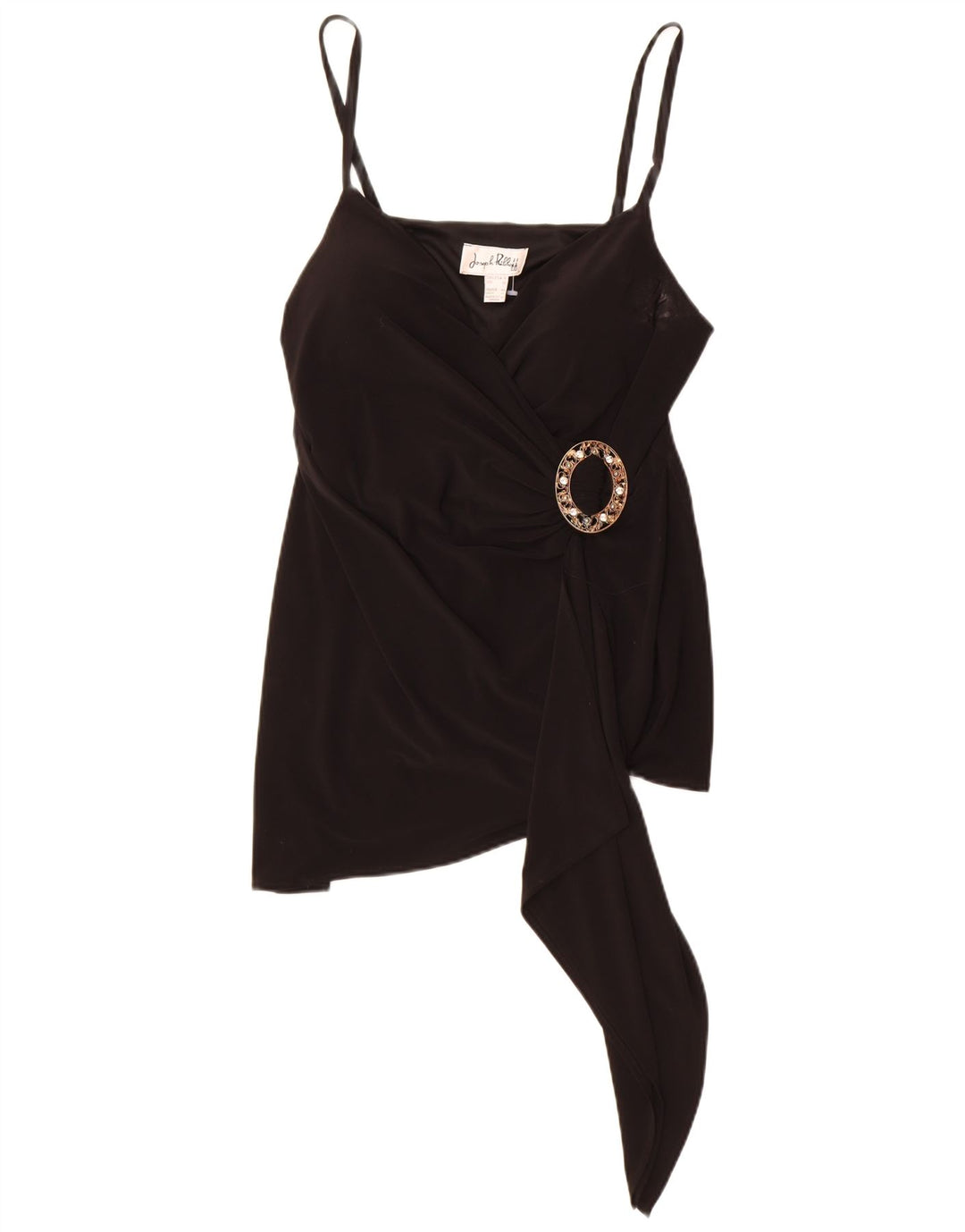 Joseph Ribkoff blusa feminina com babados na frente, Reino Unido 16, grande, preto, poliéster