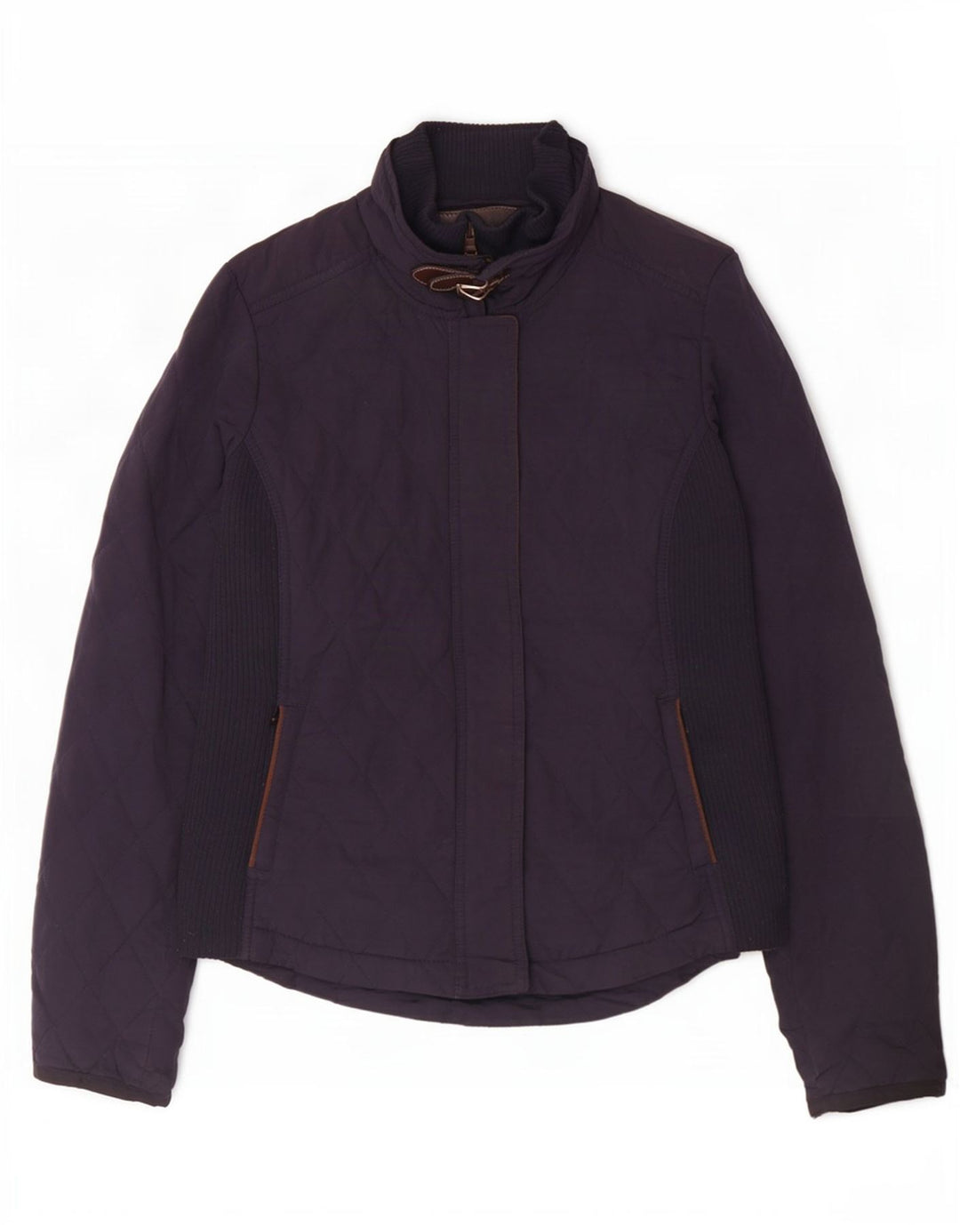 Jaqueta acolchoada feminina Massimo Dutti UK 12 poliéster azul marinho médio
