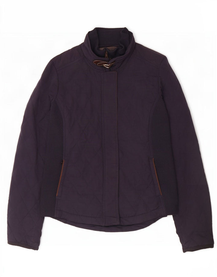 Jaqueta acolchoada feminina Massimo Dutti UK 12 poliéster azul marinho médio