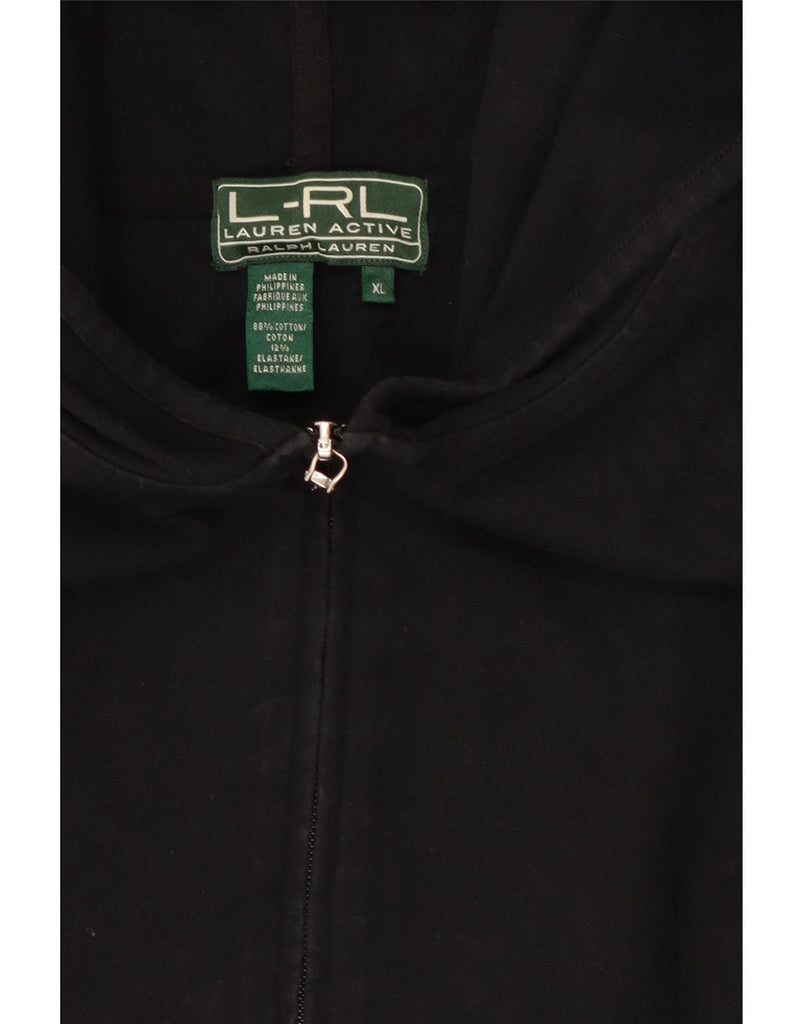 RALPH LAUREN Womens Zip Hoodie Sweater UK 18 XL Black Cotton Vintage Ralph Lauren and Second-Hand Ralph Lauren from Messina Hembry 