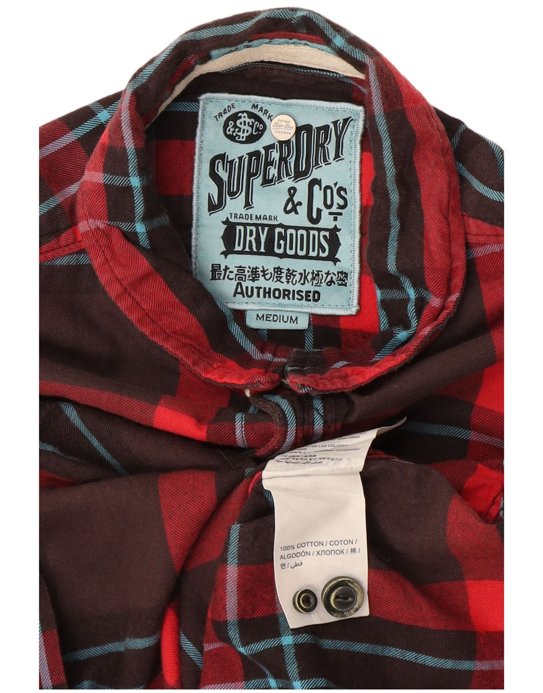Camisa masculina de flanela Superdry, algodão xadrez marrom médio