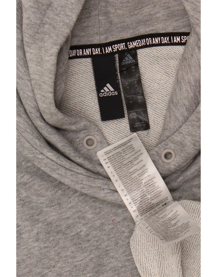 Adidas Mens Hoodie Jumper Médio Cinza Algodão