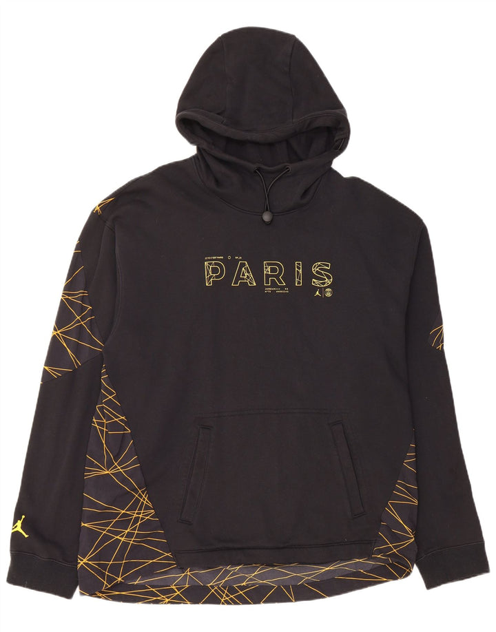 JORDAN Mens Paris Graphic Loose Fit Hoodie Jumper Grande Preto Geométrico
