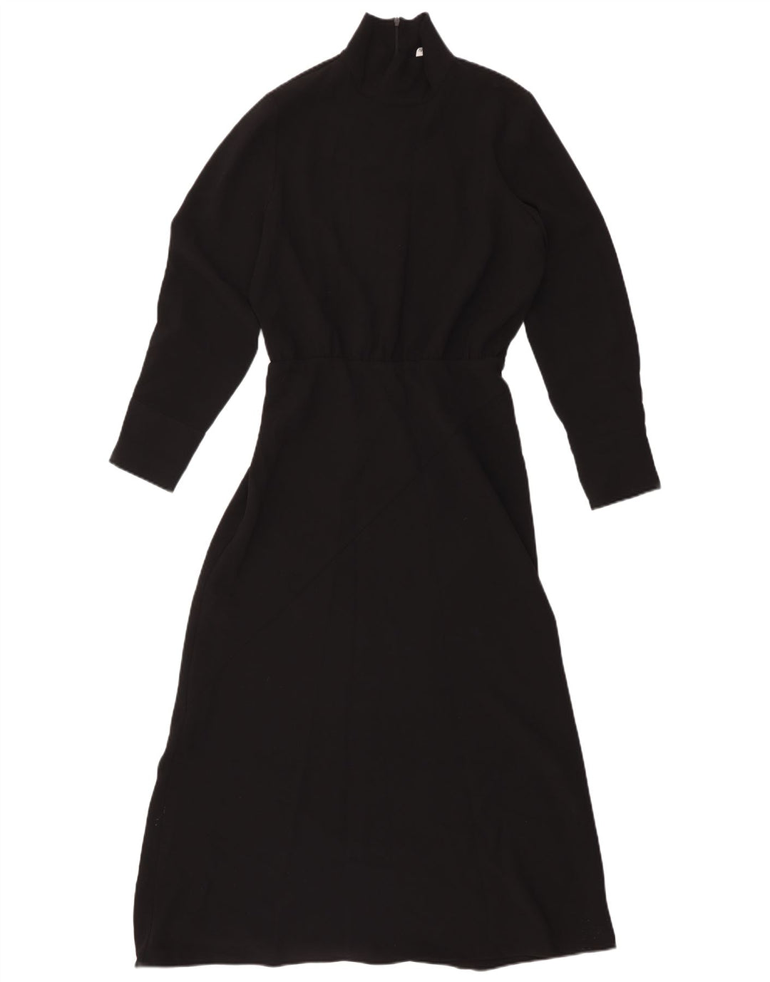 Vestido maxi feminino de manga comprida Zara UK 12 poliéster preto médio