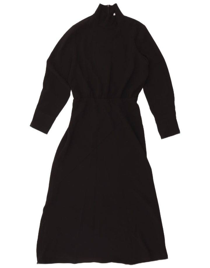 Vestido maxi feminino de manga comprida Zara UK 12 poliéster preto médio