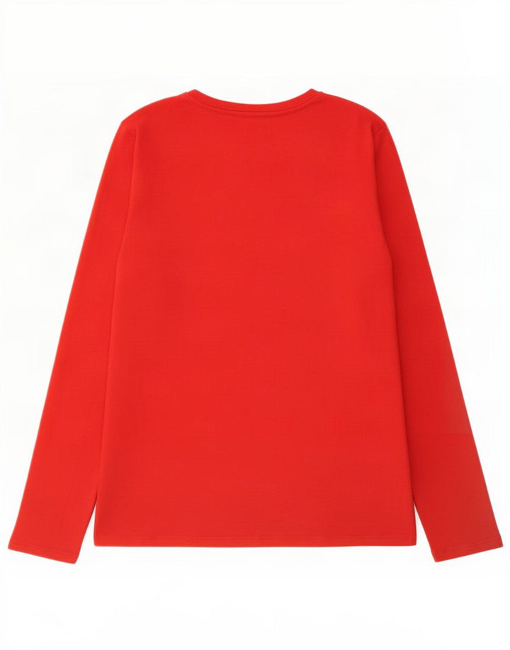 Top feminino Benetton de manga comprida UK 14 grande algodão vermelho