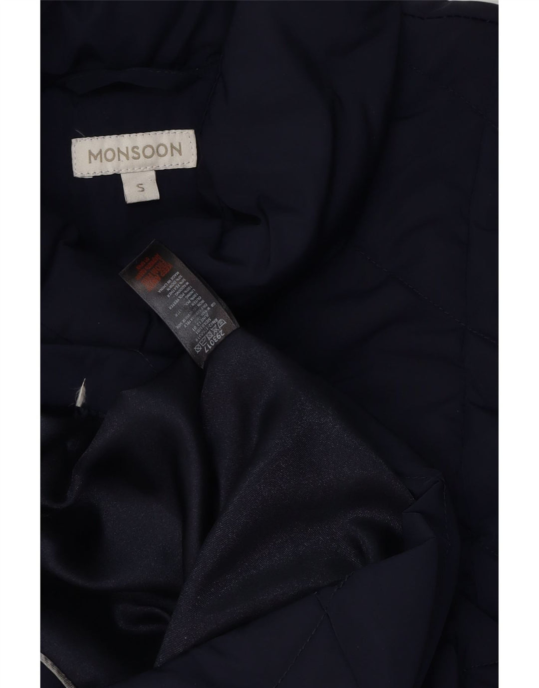 Casaco acolchoado feminino MONSOON UK 10 pequeno poliéster azul marinho