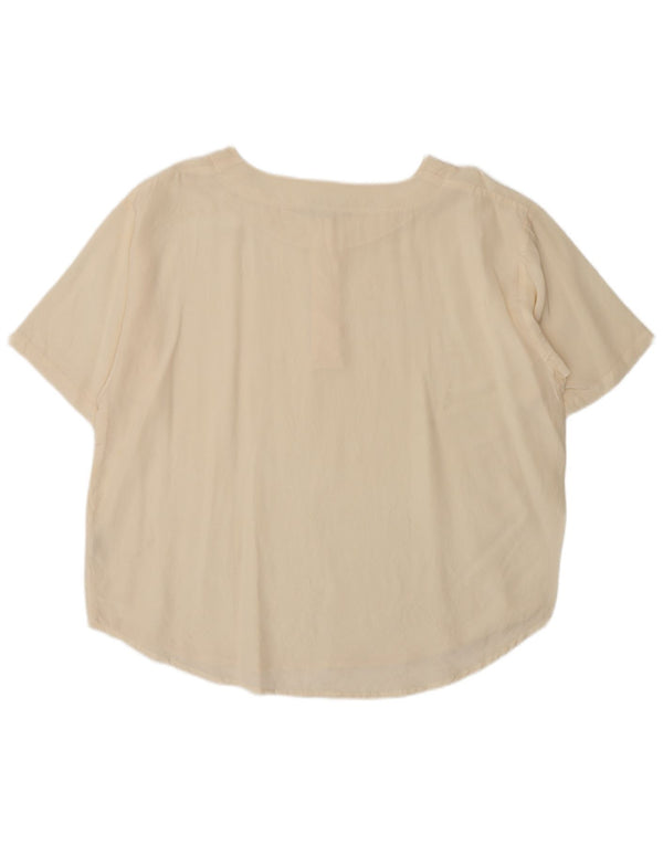 Blusa feminina vintage UK 18 XL seda bege