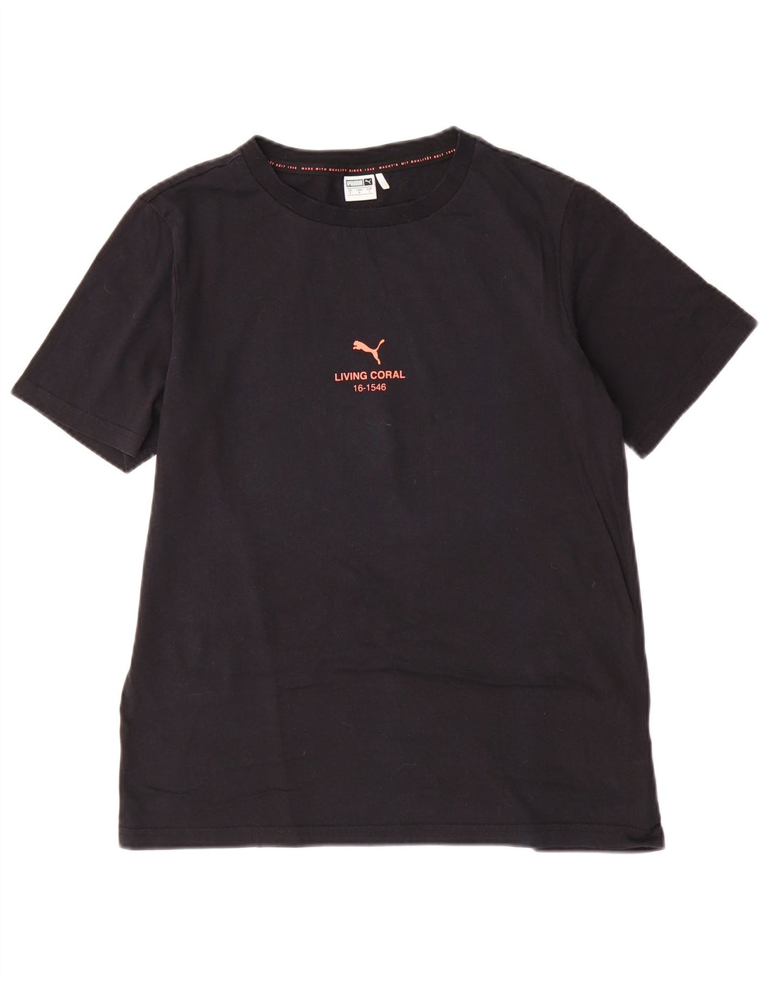 Puma Mens Graphic T-Shirt Top Pequeno Algodão Preto