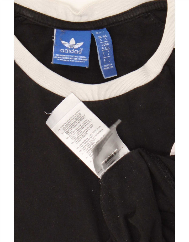 Adidas Mens Camiseta Top Grande Algodão Preto