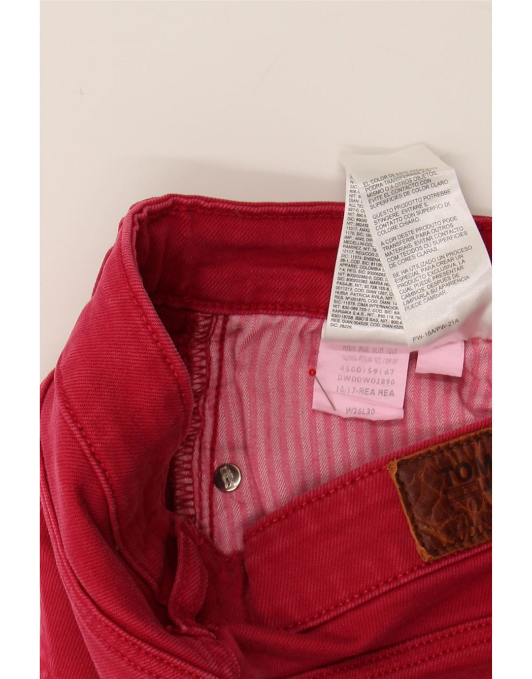 TOMMY HILFIGER Womens Slim Jeans W26 L26 Red Cotton Vintage Tommy Hilfiger and Second-Hand Tommy Hilfiger from Messina Hembry 