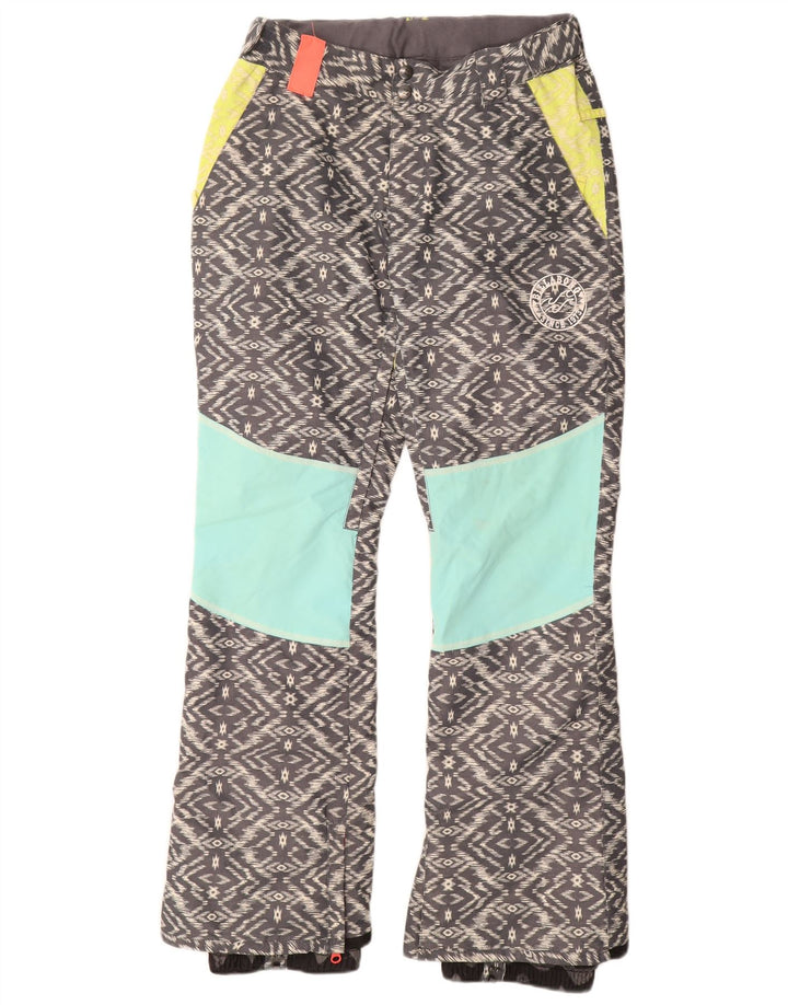 Calça de esqui feminina Billabong UK 14 poliéster geométrico cinza médio