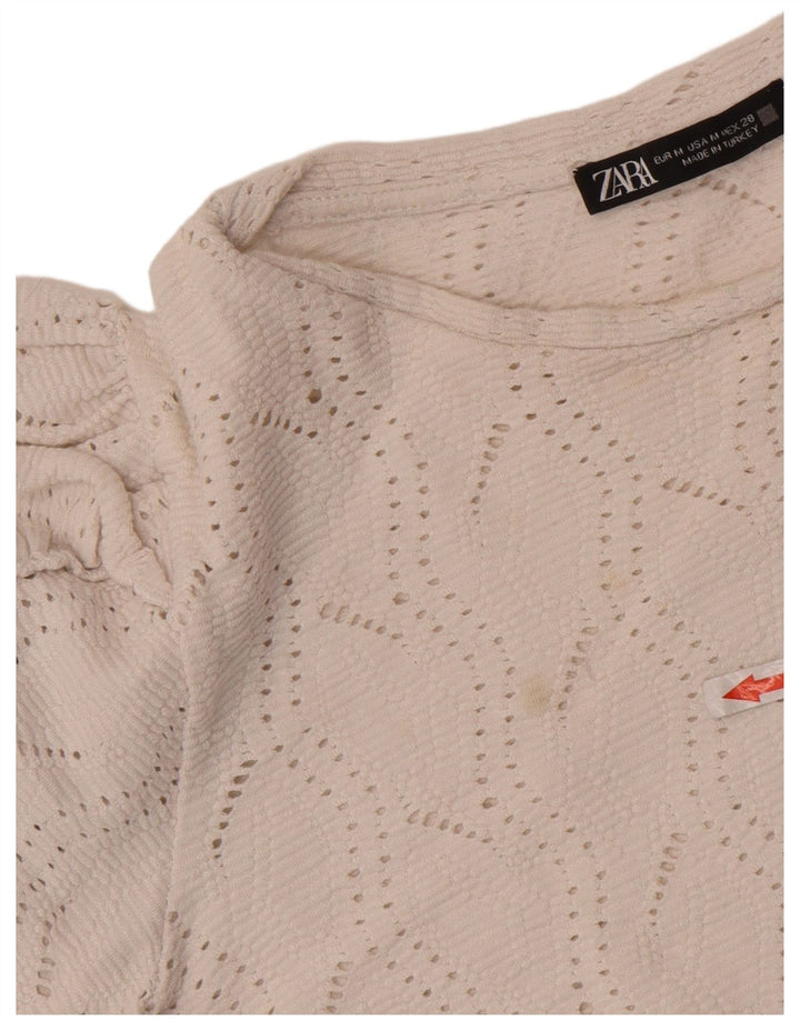 Blusa feminina Zara Top UK 12 algodão branco médio