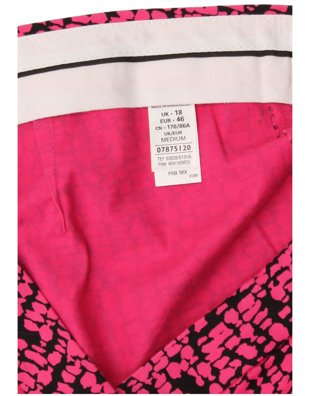 Calça feminina Marks & Spencer com padrão abstrato UK 18 XL W38 L25 P