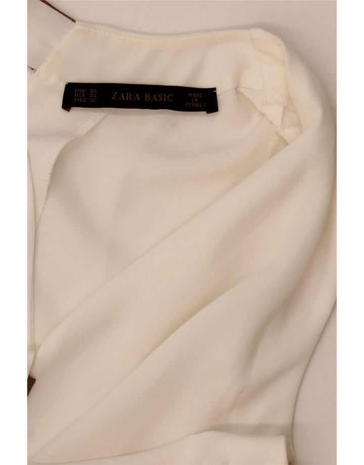 Blusa feminina sem mangas Zara Top UK 18 XL Branco