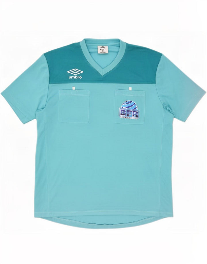 Camiseta gráfica masculina Umbro Top XL azul colorblock poliéster
