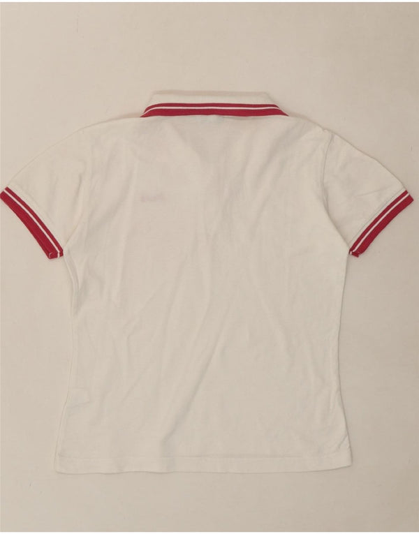 Camisa polo feminina ASICS UK 10 pequena algodão branco