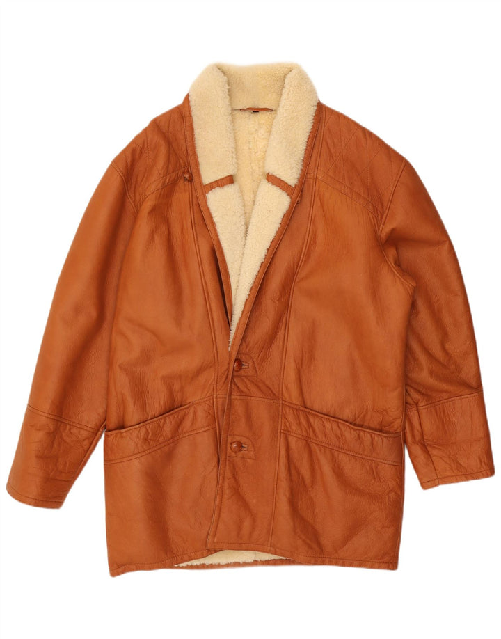 Sobretudo masculino VINTAGE de shearling IT 50 grande marrom shearling