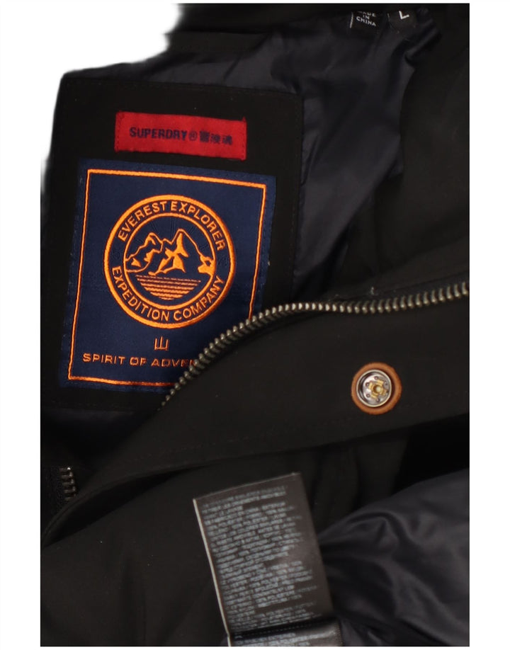Colete acolchoado com capuz masculino Superdry UK 40 grande poliéster preto