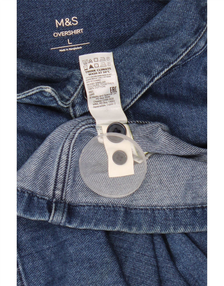 Camisa jeans masculina Marks & Spencer grande azul algodão clássico