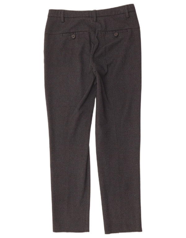 BENETTON Womens Slim Suit Trousers UK 6 XS W28 L27 Black Houndstooth