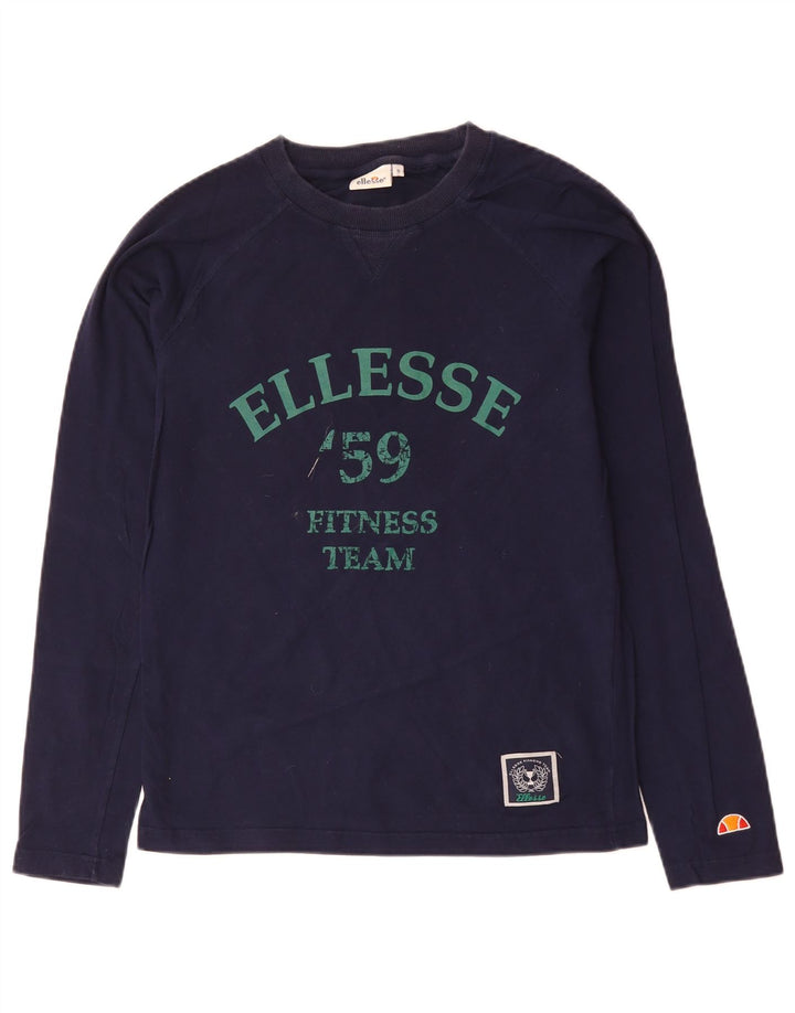 Top gráfico masculino ELLESSE manga comprida pequeno algodão azul marinho