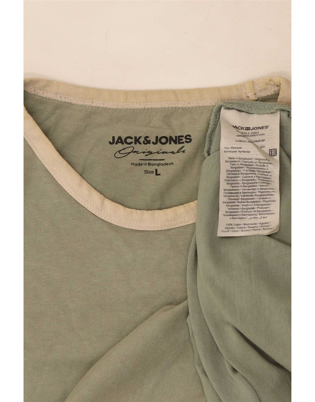 Camiseta masculina Jack & Jones grande algodão verde