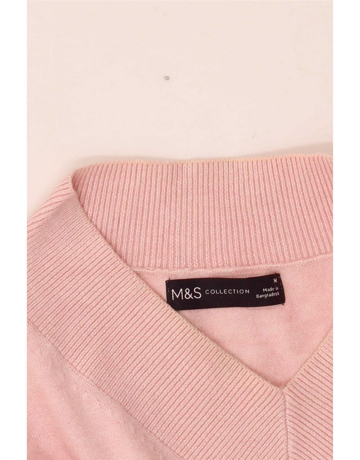 Suéter feminino Marks & Spencer grande com decote em V Reino Unido 14 médio rosa