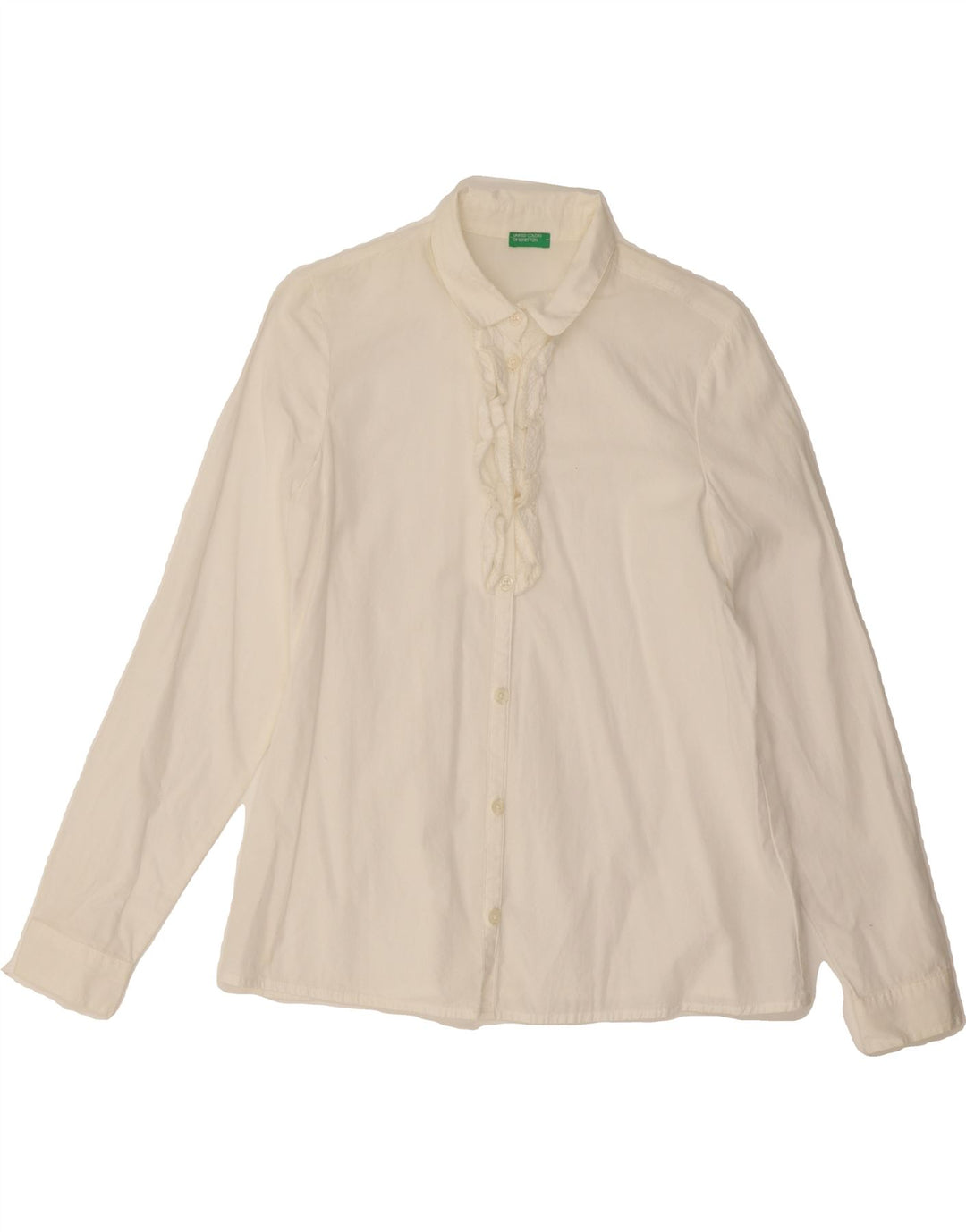 BENETTON Girls Shirt 11-12 Years 2XL  White Cotton Vintage Benetton and Second-Hand Benetton from Messina Hembry 