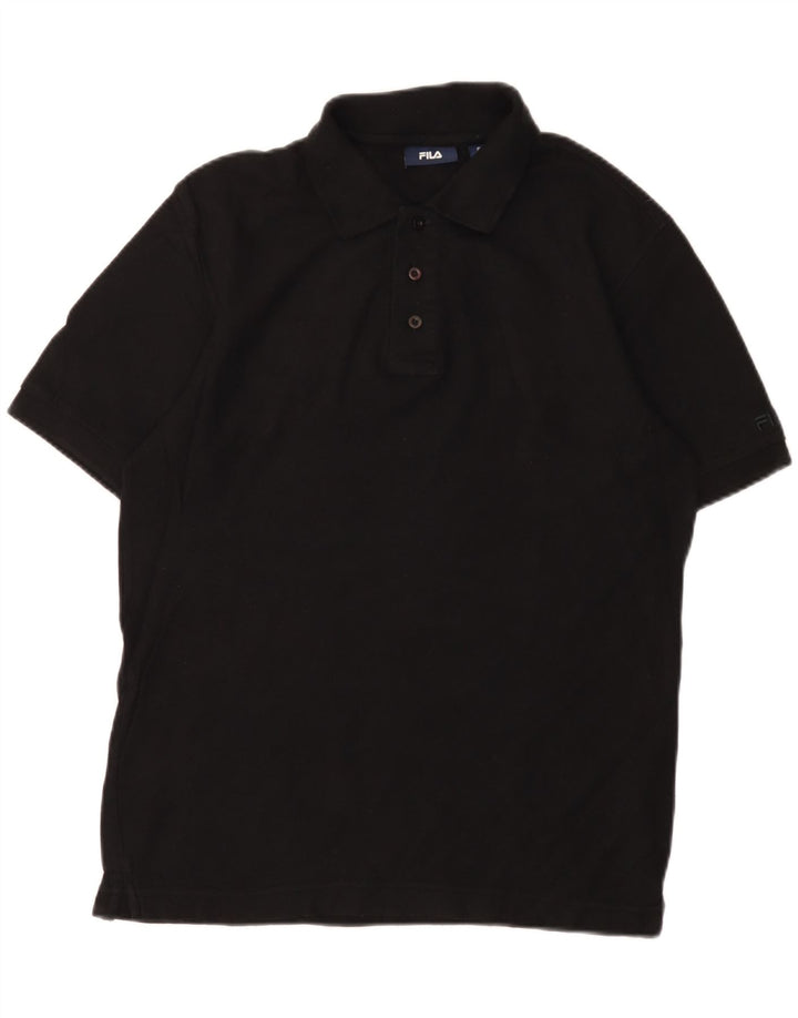 Camisa polo masculina Fila pequena algodão preto