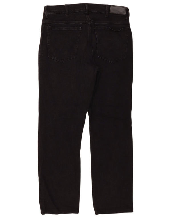 Wrangler Mens Straight Jeans W34 L29 Algodão Preto