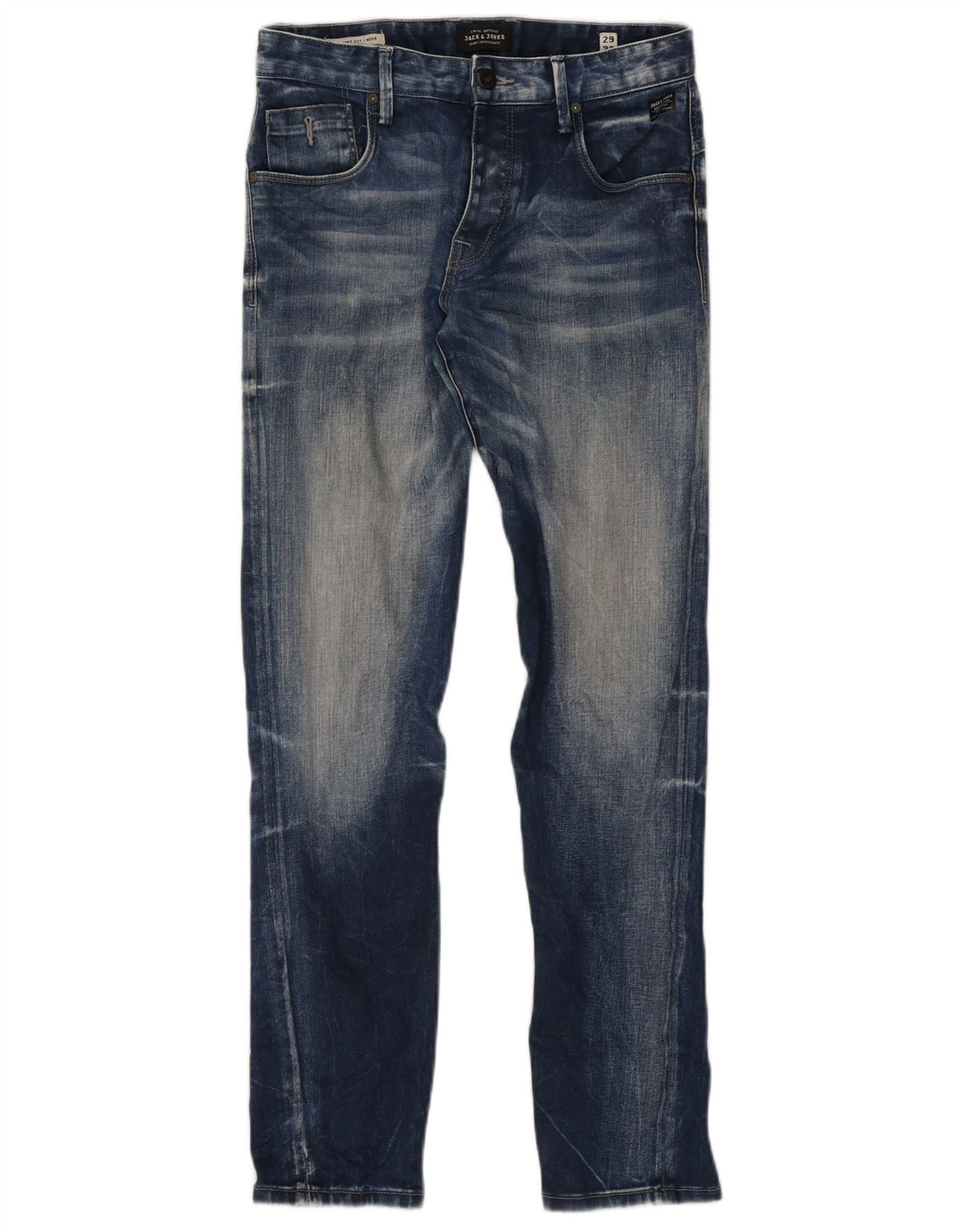 Jack & Jones Masculino Mike Straight Jeans W29 L32 Azul Algodão