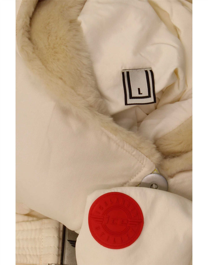 Jaqueta Anorak com capuz feminino Ice UK 16 grande poliamida branca