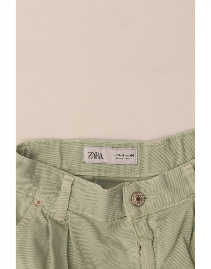 ZARA Girls Pegged Chino Shorts 13-14 anos W26 Verde