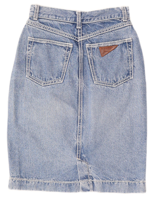 Saia jeans feminina VINTAGE W24 XS algodão azul