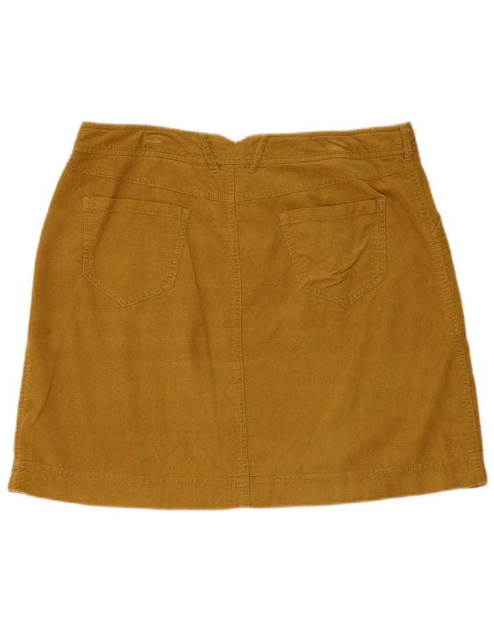 WHITE STUFF Mini saia feminina de veludo cotelê UK 12 médio W32 algodão amarelo