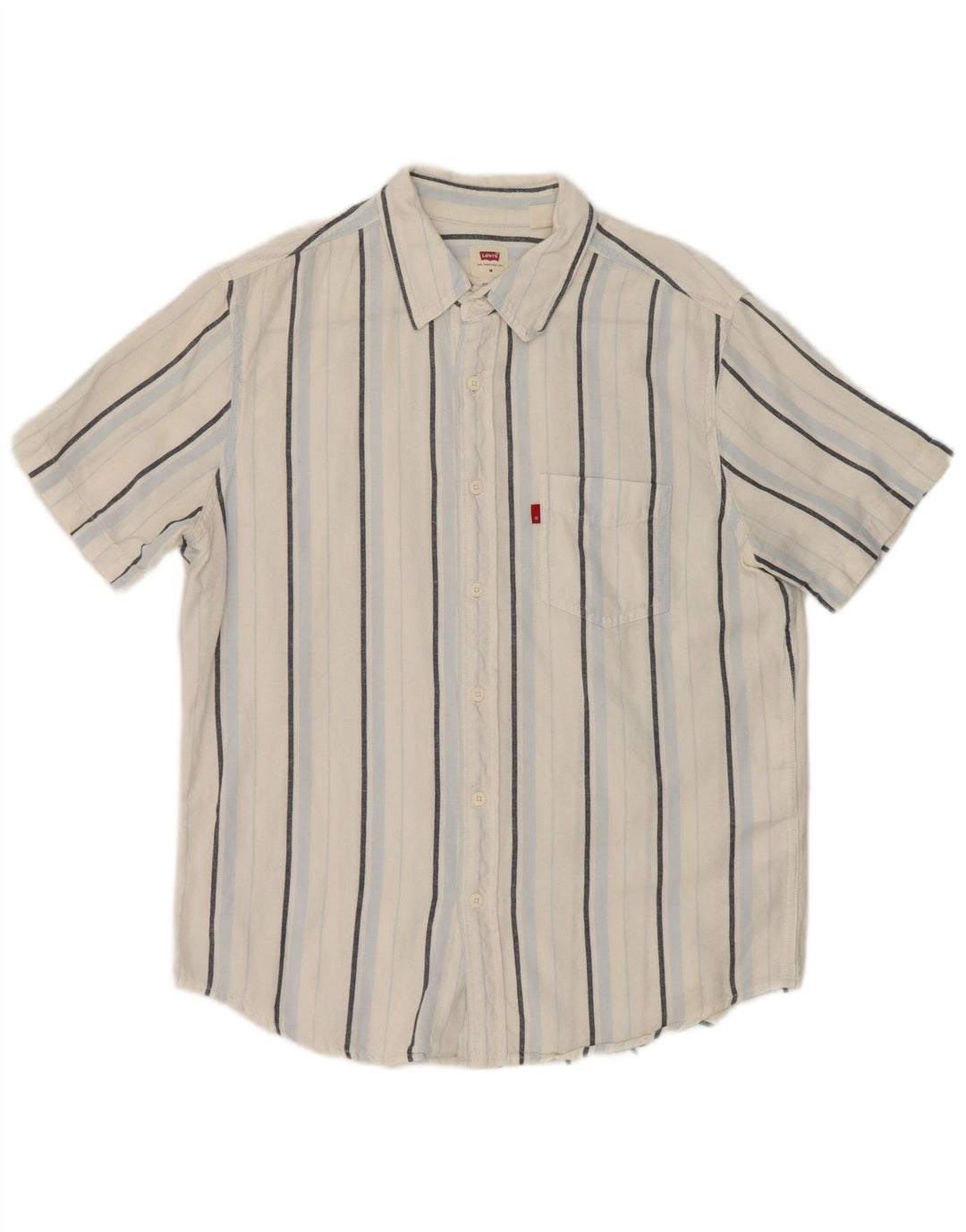 Camisa masculina de manga curta padrão Levi's com listras brancas médias de algodão