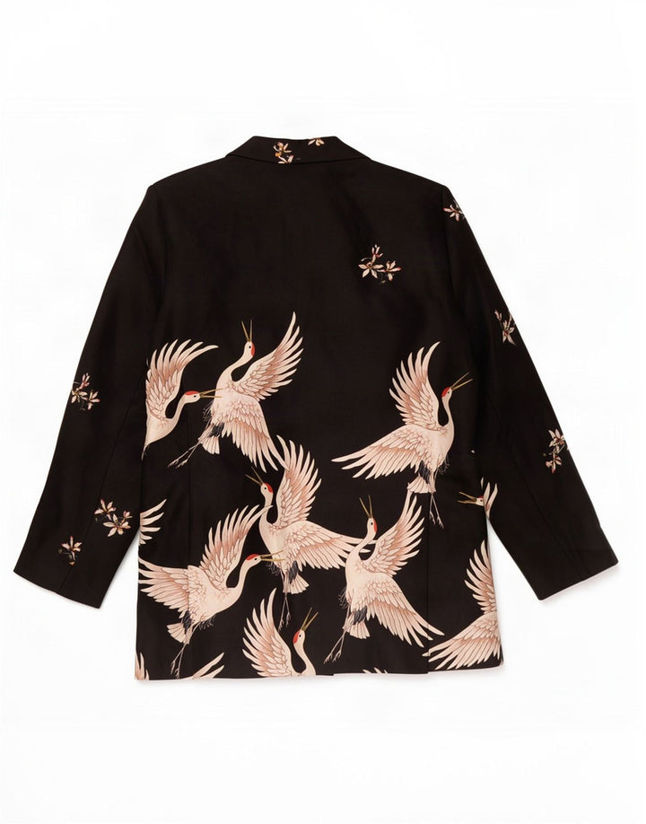 Top cardigã feminino Zara com padrão abstrato Reino Unido 14 poliéster preto médio