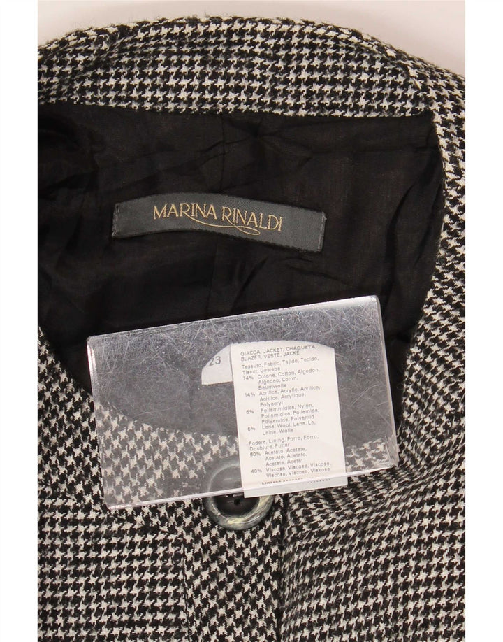 Jaqueta blazer feminina de 5 botões Marina Rinaldi tamanho 23 grande cinza houndstooth