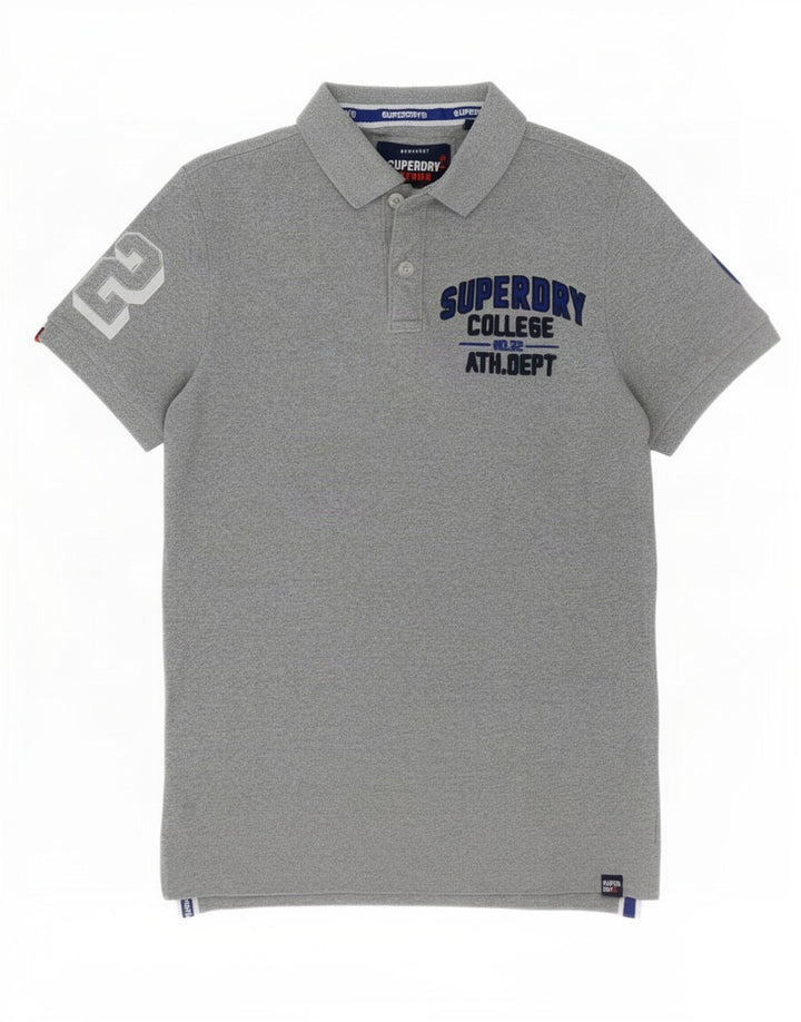 Camisa polo masculina Superdry Graphic cinza médio algodão