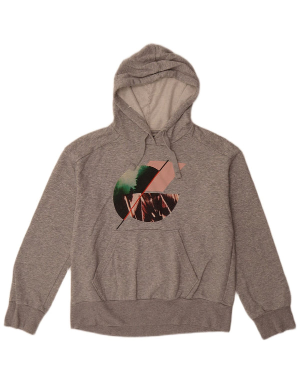 PRANA Suéter feminino com capuz gráfico oversized UK 6 XS cinza