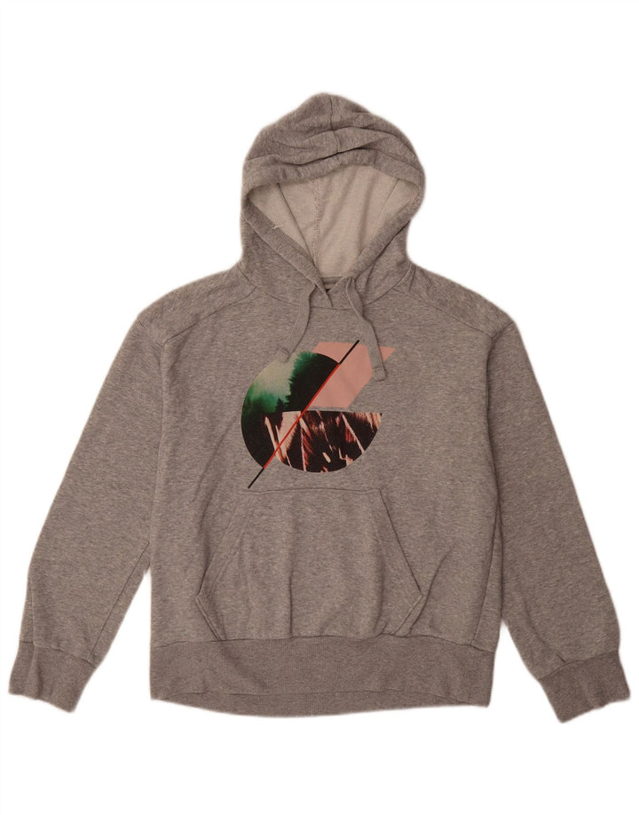 PRANA Suéter feminino com capuz gráfico oversized UK 6 XS cinza