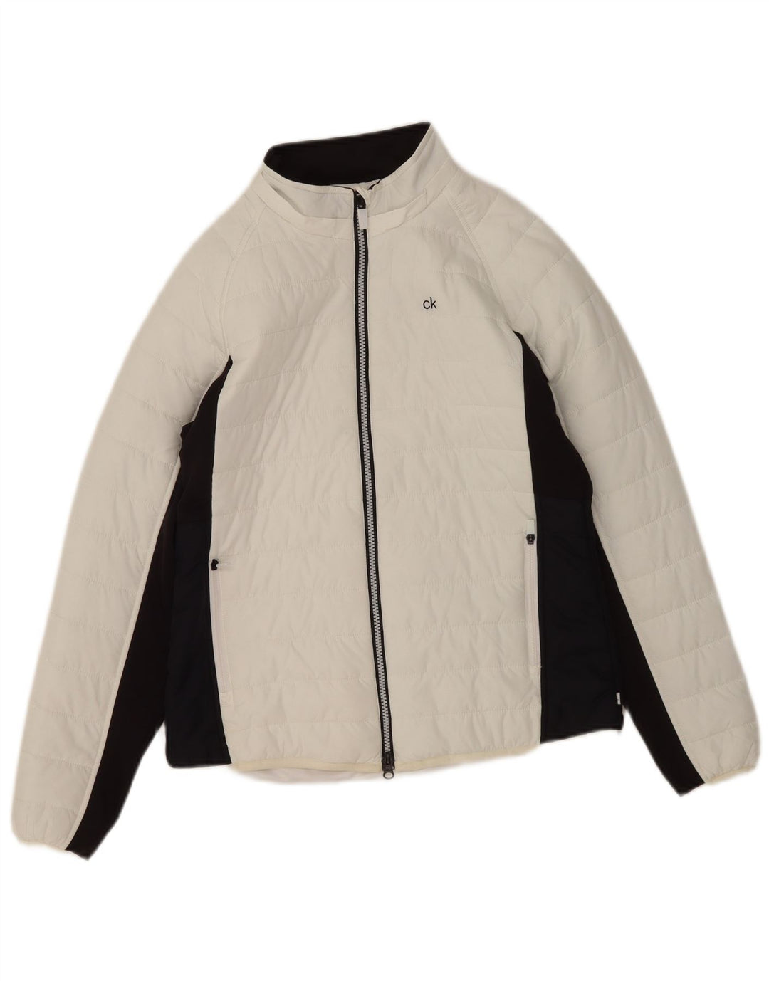 Jaqueta acolchoada de golfe feminina Calvin Klein UK 12 médio branco colorblock
